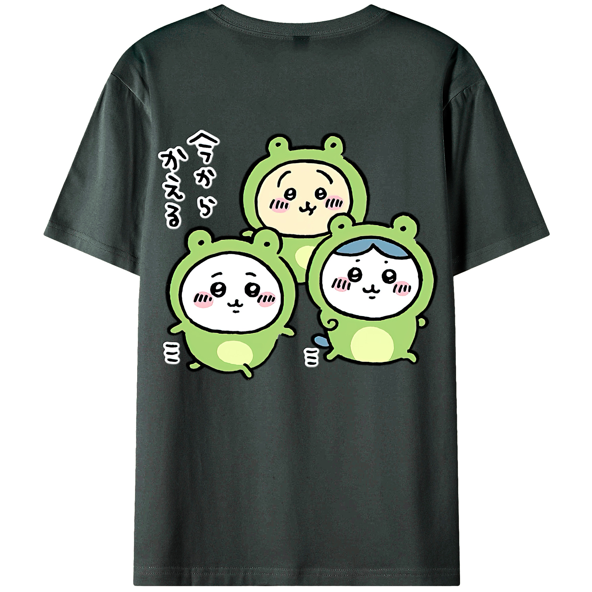 （画像用） ちいかわ ハチワレ Chii-kawa hachiware 綿100％ メンズ半袖Tシャツ（バックプリント） 通気性